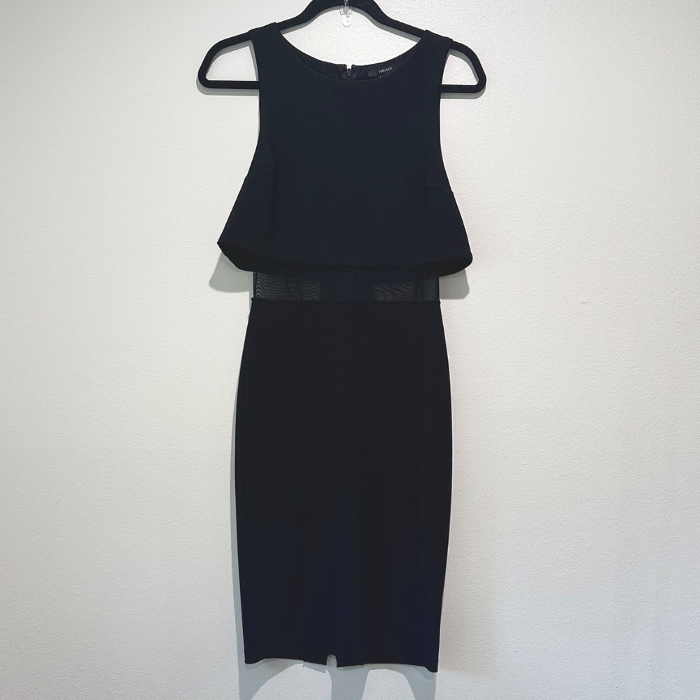 Forever 21 Fitted Layered Mesh Cutout Dress Size Small